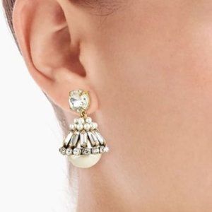 new J. Crew Crystal and pearl drop earrings silver AU137